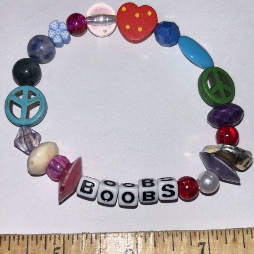 Handmade Blue Beaded Stretch Bracelet Boho Fashion Stacking Jewelry Accent y2k
